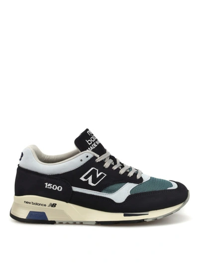 Shop New Balance Classic 1500 Leather And Mesh Sneakers In Dark Blue