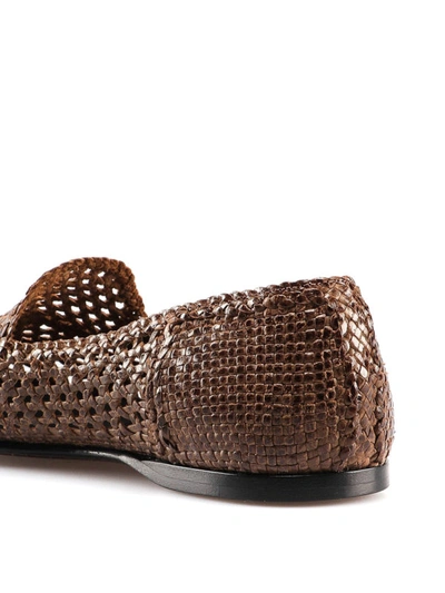 Shop Dolce & Gabbana Florio Handwoven Leather Slippers In Light Brown