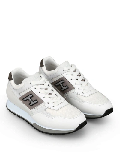 Shop Hogan White Nubuck And Leather Sneakers