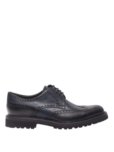 Shop Barrett Textured Leather Derby Brogues In Black