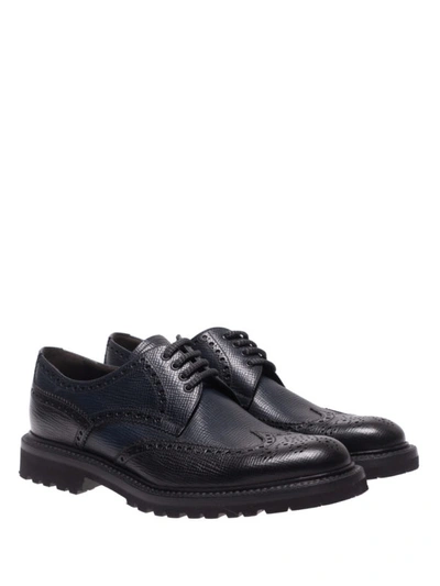 Shop Barrett Textured Leather Derby Brogues In Black