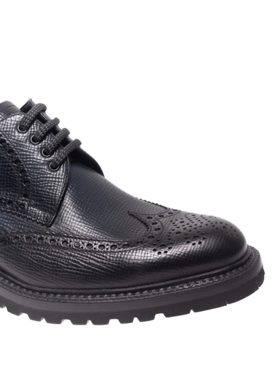 Shop Barrett Textured Leather Derby Brogues In Black