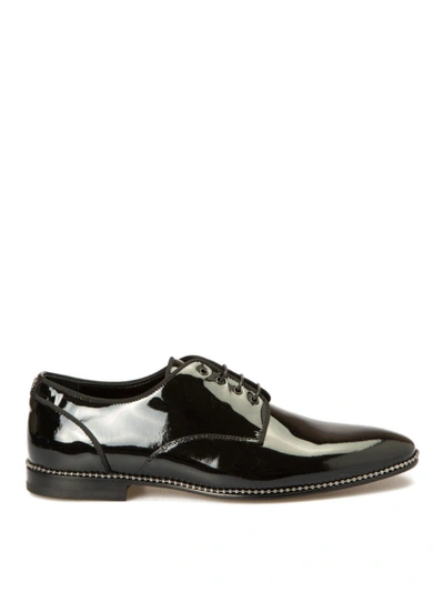 Shop Roberto Cavalli Studs Trimmed Patent Derby Shoes In Black