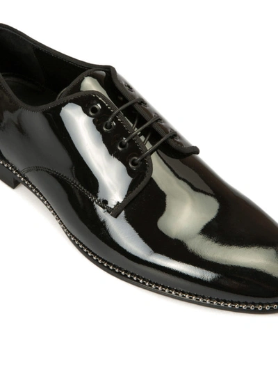 Shop Roberto Cavalli Studs Trimmed Patent Derby Shoes In Black