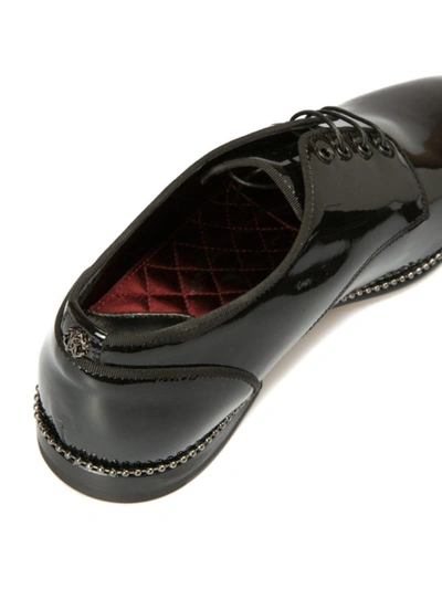 Shop Roberto Cavalli Studs Trimmed Patent Derby Shoes In Black