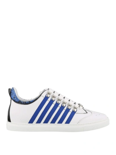 Shop Dsquared2 251 Sneakers With Blue Stripes In White