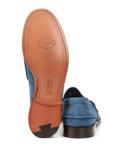 Shop Church's Pembrey Soft Suede Loafers In Light Blue