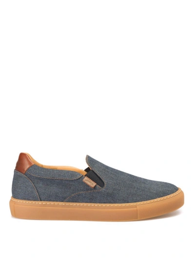 Shop Brioni Larry Denim Slip-on In Dark Wash