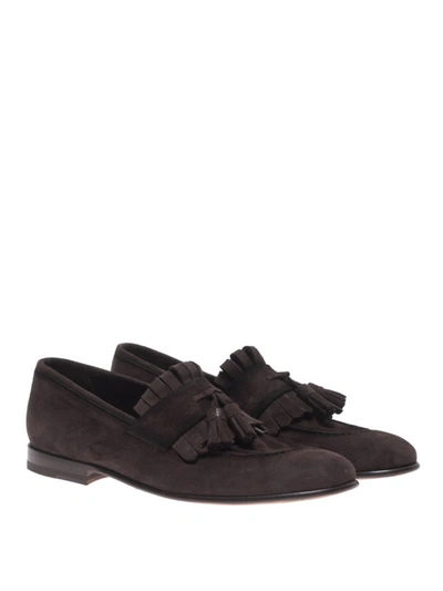 Shop Barrett Fringed And Tasselled Suede Loafers In Dark Brown