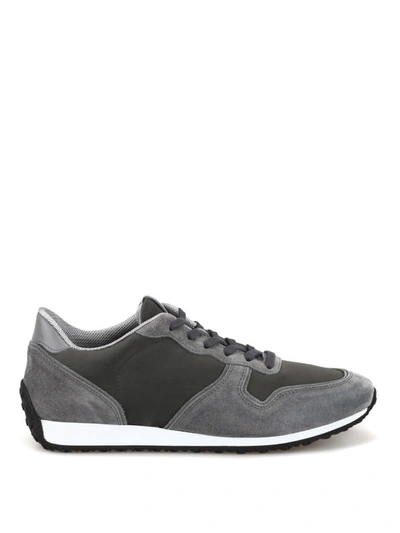 Shop Tod's Grey Suede And Technical Fabric Sneakers