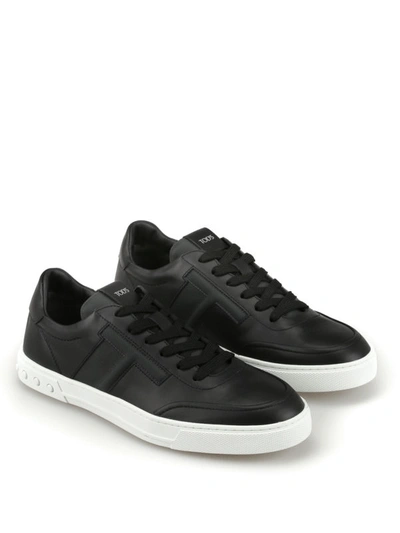 Shop Tod's Leather Low Top Urban Sporty Sneakers In Black
