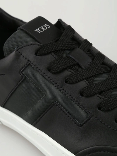 Shop Tod's Leather Low Top Urban Sporty Sneakers In Black