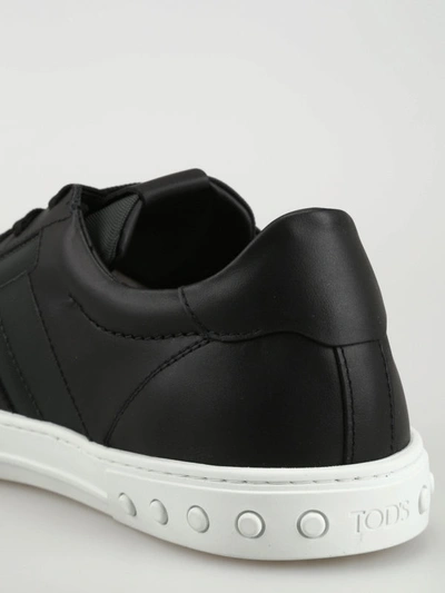 Shop Tod's Leather Low Top Urban Sporty Sneakers In Black