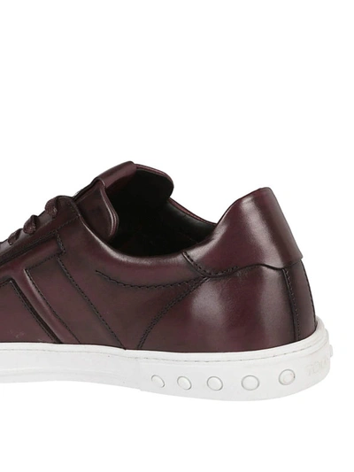 Shop Tod's Urban Style Leather Low Top Sneakers In Brown