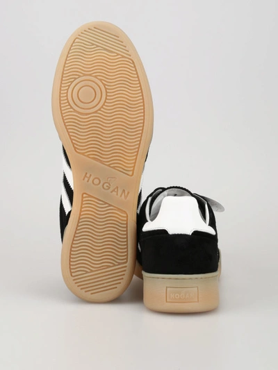 Shop Hogan Black Nubuck And Tech Fabric Sporty Sneakers