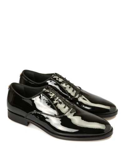 Shop Roberto Cavalli Studs Trimmed Patent Oxford Shoes In Black