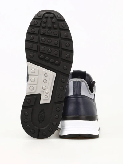 Shop Tod's Leather And Neoprene Blue Sneakers