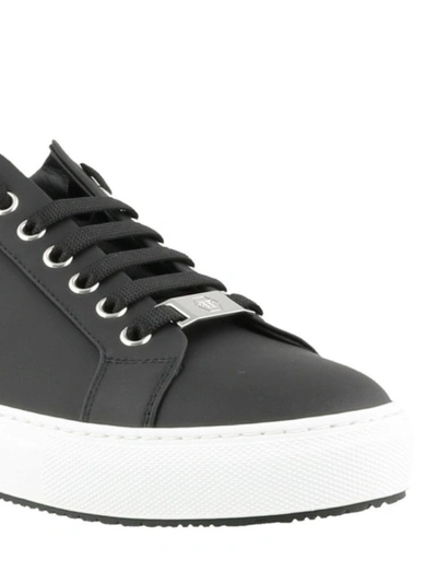 Shop Philipp Plein Statement Black Leather Sneakers