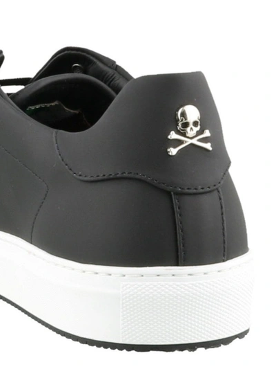 Shop Philipp Plein Statement Black Leather Sneakers