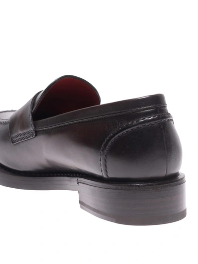 Shop Barrett Brushed Leather Loafers In Dark Brown