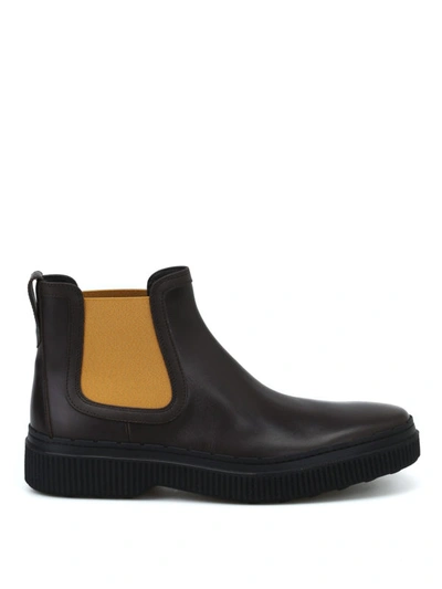 Shop Tod's Dark Brown Smooth Leather Chelsea Boots