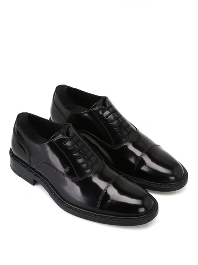 Shop Tod's Brushed Leather Oxford Lace-up Shoes In Black