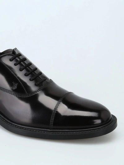 Shop Tod's Brushed Leather Oxford Lace-up Shoes In Black