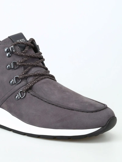 Shop Tod's Nubuck Hiking Style Ankle Boots In Grey
