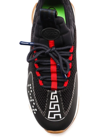 Shop Versace Cross Chainer Black Sneakers