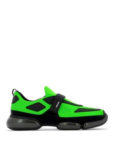 Shop Prada Cloudbust Green And Black Sneakers