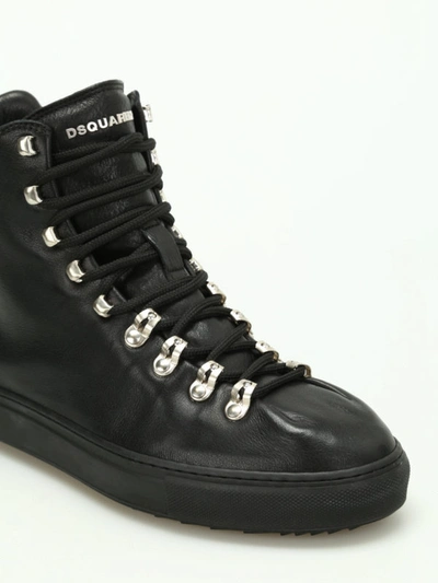 Shop Dsquared2 Whistler Leather High-top Sneakers In Black