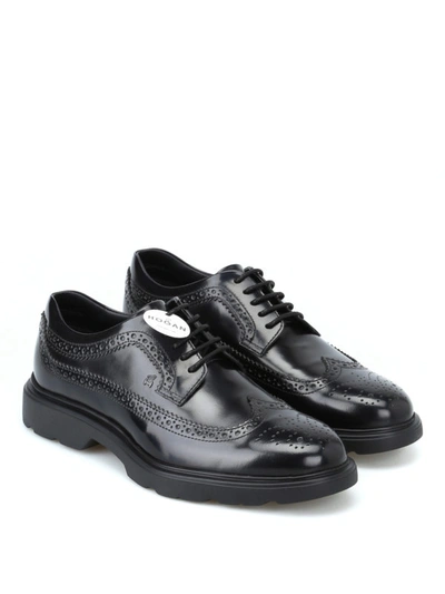 Shop Hogan H393 Derby Brogue Black Lace-up Shoes