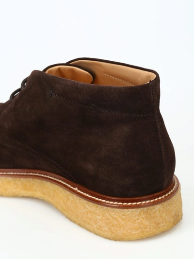 Shop Tod's Dark Brown Suede Desert Boots
