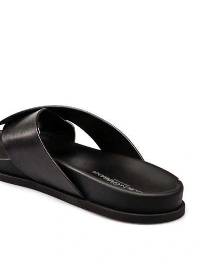 Shop Dolce & Gabbana Black Leather Slide Sandals