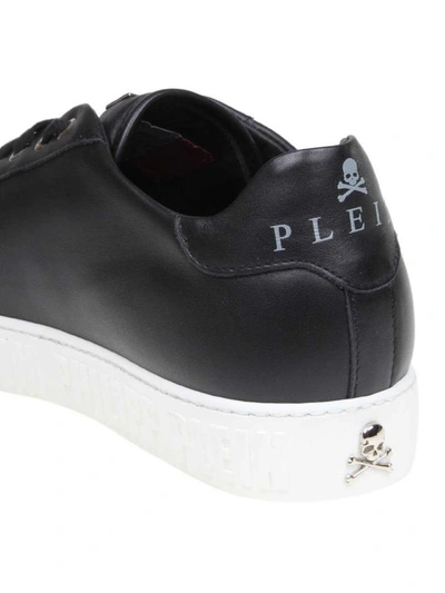 Shop Philipp Plein Black Leather Low Top Sneakers