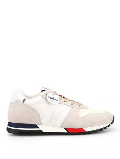 Shop Hogan Suede And Tech Fabric H383 Sneakers In White