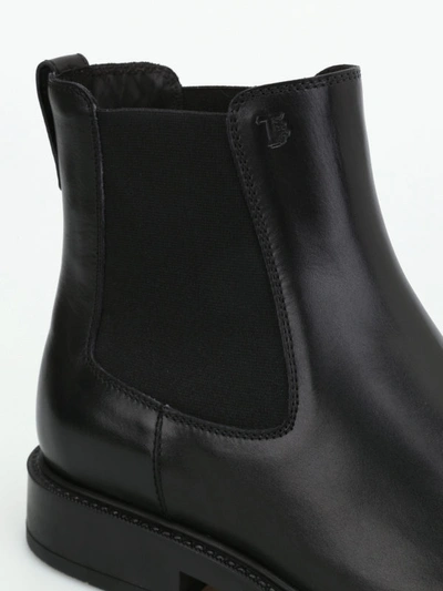 Shop Tod's Black Leather Slip-on Booties