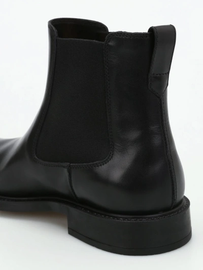 Shop Tod's Black Leather Slip-on Booties