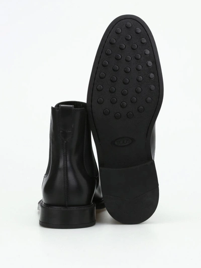 Shop Tod's Black Leather Slip-on Booties
