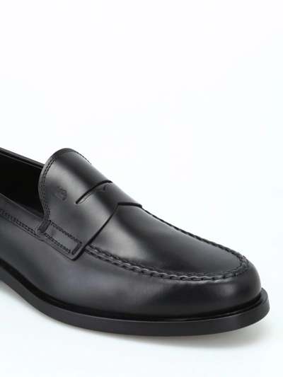 Shop Tod's Black Leather Formal Loafers