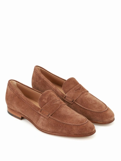 Shop Tod's Brown Suede Classic Loafers