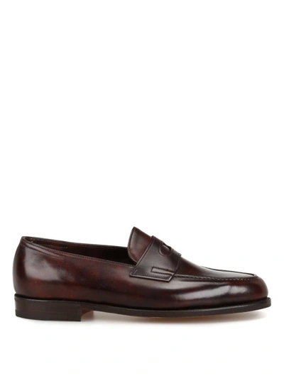 Shop John Lobb Lopez Brown Calf Leather College Loafers In Dark Brown