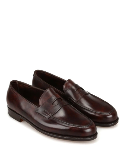 Shop John Lobb Lopez Brown Calf Leather College Loafers In Dark Brown