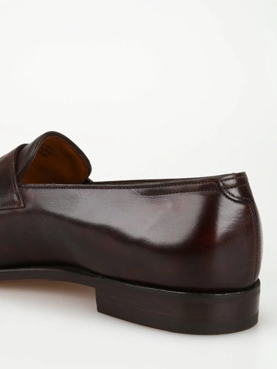 Shop John Lobb Lopez Brown Calf Leather College Loafers In Dark Brown