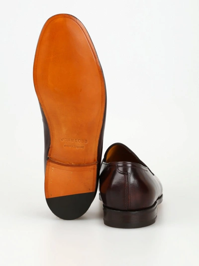 Shop John Lobb Lopez Brown Calf Leather College Loafers In Dark Brown