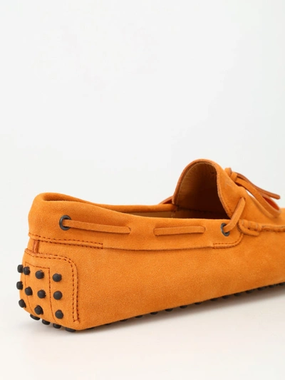 Shop Tod's New Laccetto Orange Suede Loafers In Light Orange