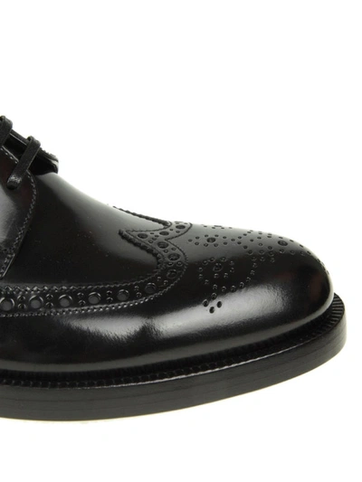 Shop Dolce & Gabbana Full Brogue Brushed Leather Derby Shoes In Black