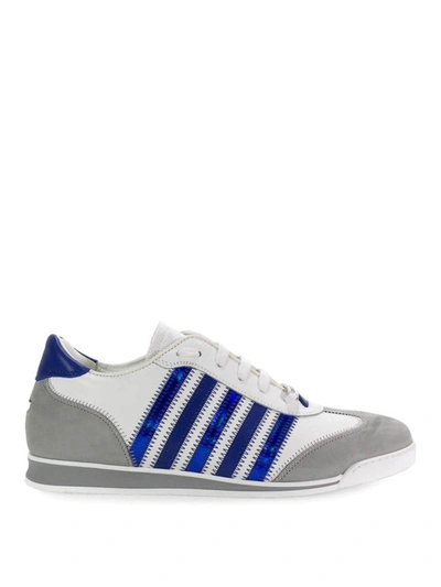 Shop Dsquared2 New Runner Withe And Grey Sneakers In White