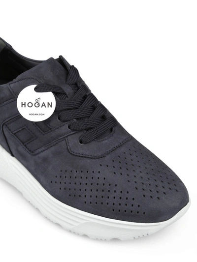 Shop Hogan Active One Nubuck Sneakers In Blue