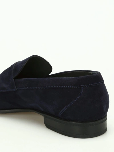 Shop Moreschi Graz Suede Loafers In Dark Blue